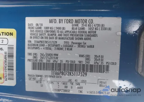 2019 Ford Mustang Gt Premium z USA, uszkodzony, nr VIN 1FA6P8CF2K5117529